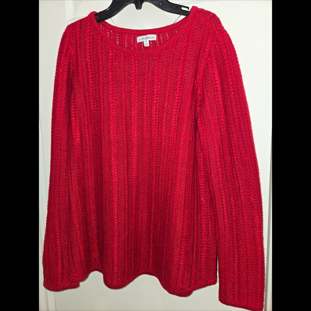 Croft & Barrow Vibrant Red Knit Pullover Size Med